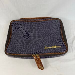 Samantha Brown Laptop Case Faux Snakeskin Purple Brown Passport Print
